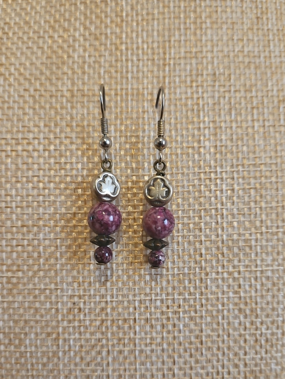 Purple Bead Drop Earrings